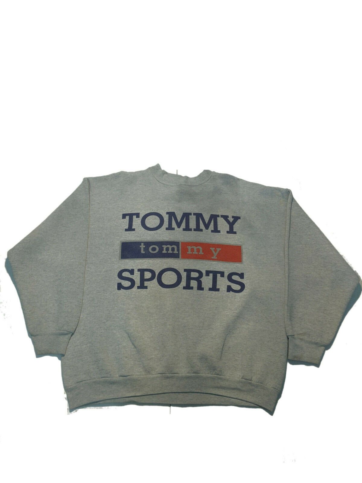 Tultex Tommy Sports Xl Gray Vintage 1990s Big Spell Out Logo Sweater