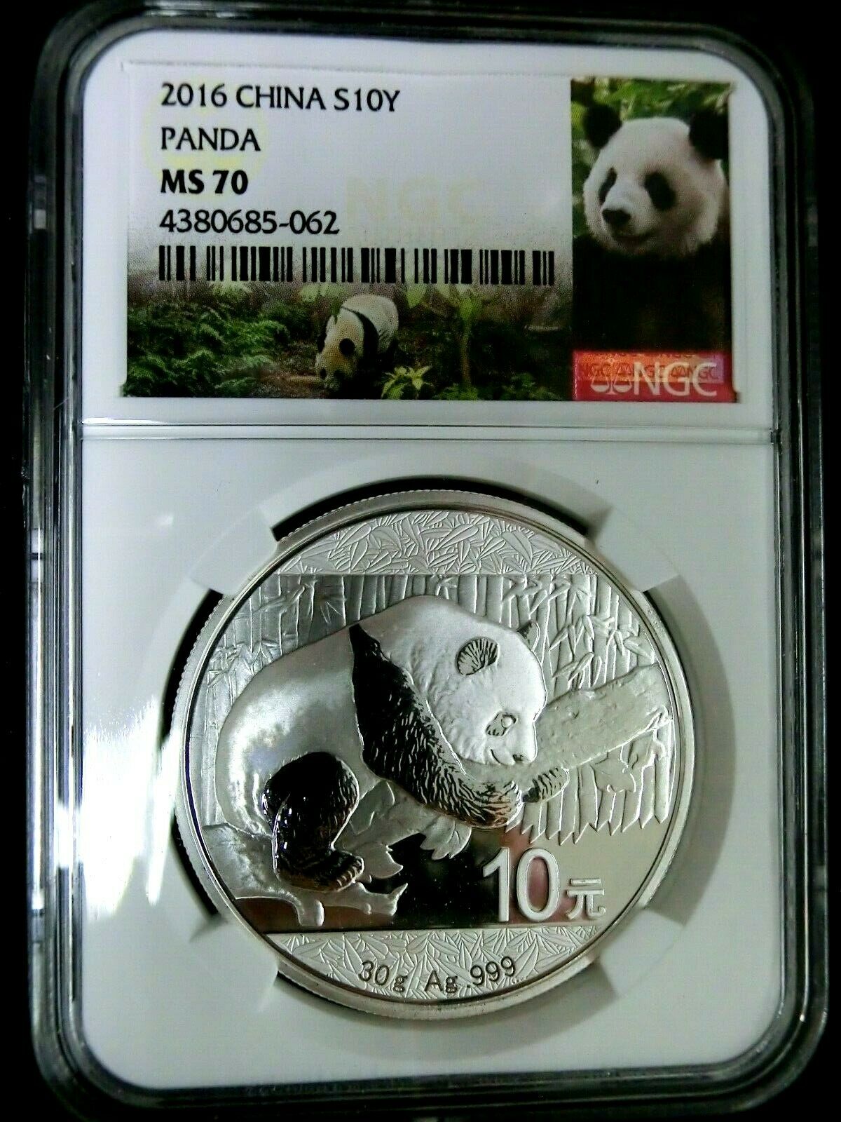 NGC MS70-China 2016 Panda Silver 10 Yuan Perfect GEMBU Scarce