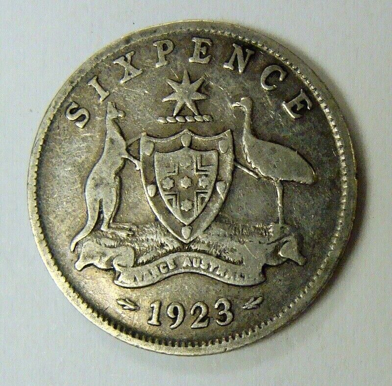 1923 AUSTRALIA .925 SILVER SIXPENCE FREE SHIPPING IN USA
