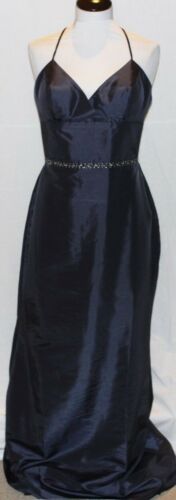 New  Bella Formals Gown Dress Prom Party Sz 14 Midnight Blue Sapphire $249 Beads